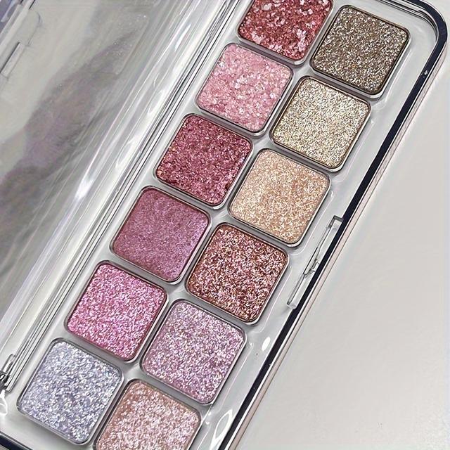 TEMU DIKALU Paleta de de Ojos de 12 Colores con , Iluminador y Difuminado con Polvo de - Maquillaje de Escenario para , 12 Colores Brillantes, Compatible para Baile (Rosa, , Coral)