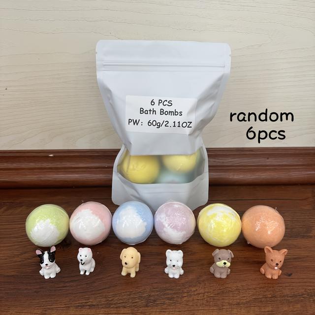 TEMU 4 darabos/6 darabos meglepetés kiskutya fürdőbombák és buborékgolyók ajándékkészlet, kamillás illatú habfürdő meglepetés kiskutyával, zuhany ajándékok, kádfürdő meglepetés