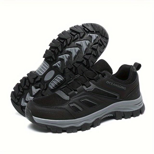 TEMU أحذية رجالية للتنزه في جميع ، تنفس ومانعة للانزلاق، أحذية رياضية مريحة برباط منخفضة مع مسكة قوية للمناظر الطبيعية والارتداء اليومي، أسود، المقاسات 7-14