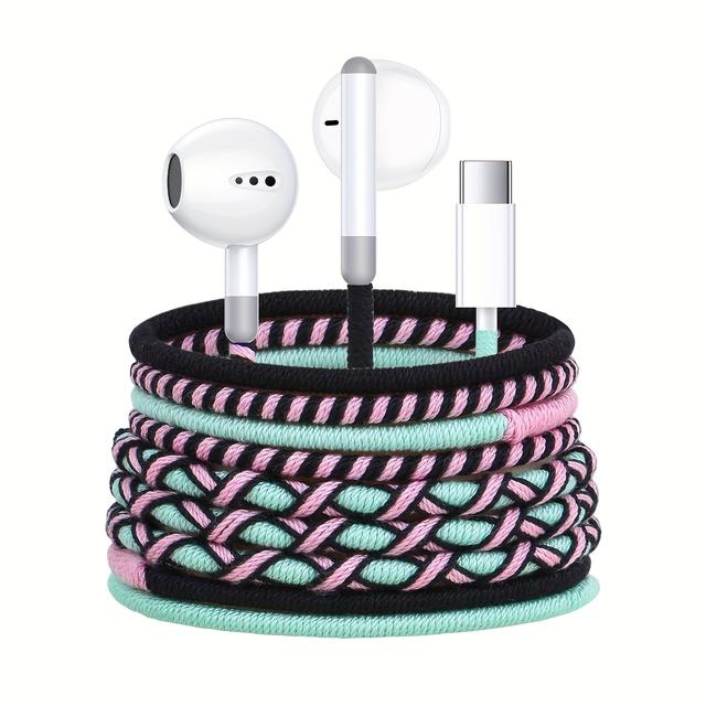 TEMU Écouteurs -auriculaires filaires enroulés en fil URIZONS USB C - Écouteurs Type C tressés en nylon anti-enchevêtrement avec microphone pour téléphones Huawei, Samsung, Xiaomi, Google, et plus