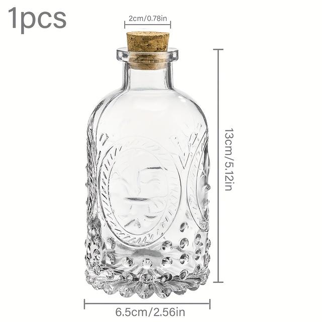 TEMU 1pc Decor Empty Glass Jar, 200ml Wish Bottle With Cork Lid, Suitable For Diy Crafts Holiday Party Supplies Wedding Decoration Ornaments, Handmade Gift For , Split Bottles Driftwood Wish Vase