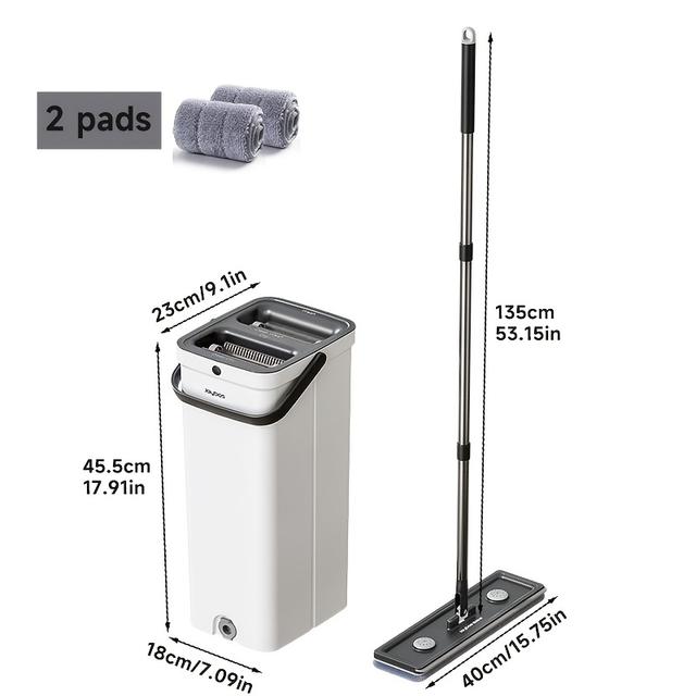TEMU 2025 New Model Flat Mop + Narrow Storage Bucket Set, -free Cleaning Tool For . The Ultra-narrow Bucket Fits Into Tight Spaces, Saving Room. Used For Wet And Dry Cleaning