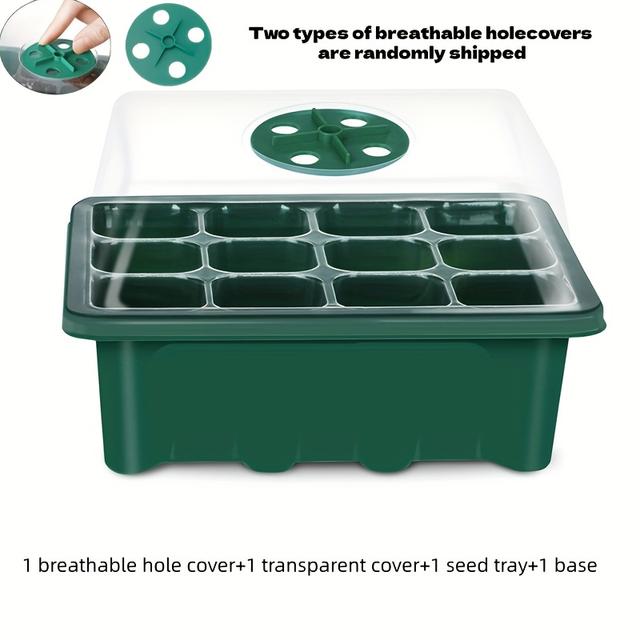 TEMU 3pcs Set, Seed Germination Tray With Raised Lid, Thickened Design, Adjustable Humidity And Ventilation, Transparent Tray Suitable For Greenhouses And Gardens - Seedling Box