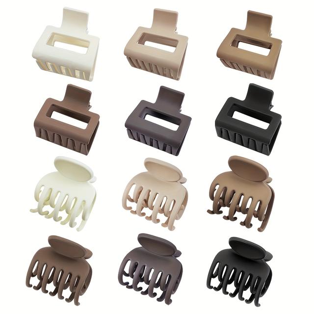 TEMU 6/12 st Små hårklämmor för kvinnor, rektangulära hårklämmor och dubbelradiga hårklämmor, matta små hårklämmor lämpliga för tunnt till medium tjockt hår, kraftfulla käkklämmor