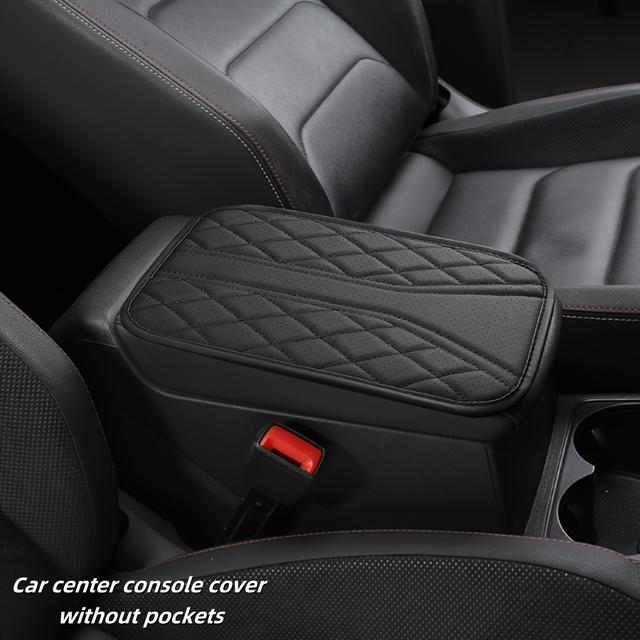TEMU 1pc Car Elbow Pad, Faux Leather Embroidered Armrest Pad, 12.4 X 7.48 Inches, Styles: Double Storage Pockets And No Pockets. Comfortable And Durable, It Can Hold Your Phone, , Keys
