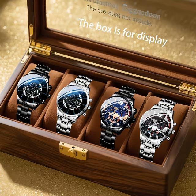 TEMU 4er-Pack Herren Quarzuhr mit , Analoge Armbanduhren geeignet für den täglichen Gebrauch, Partys, Geschenke - Stilvolle runde Uhren für Partys, zu Weihnachten, Geburtstagen, für Freunde & Familie