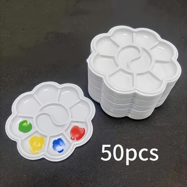 TEMU Set mit 50 Mini-Blumenförmigen Farbpaletten aus Kunststoff - Ideal für Aquarell, Acryl- und Pigmentmischungen, mit geteilter Farbverteilung, für Künstler und leicht zu pflegen