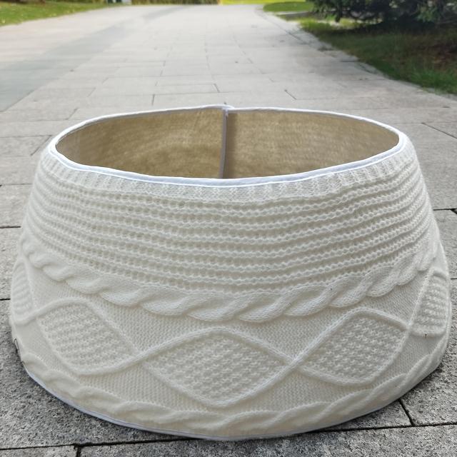 TEMU 2025 Nová Vánoční Pletená Sukně na Stromek, Kulatá Dekorační Sukně na Vánoční Stromek, Vánoční Sukně s Flitry