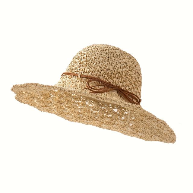 TEMU Women's Wide Brim Straw Beach Hat For Outdoor Activities, Breathable With , Accessory,beach Vacation,a Gift For
