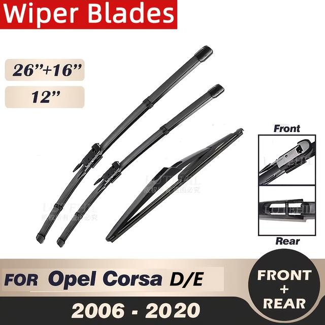TEMU Front And Rear Windshield Wiper Set, Fit For D 2006-2014, For E 2015-2020, 2007, 2008, 2009, 2015 2016 2017 2018, Boneless Wiper Front And Rear 3pcs