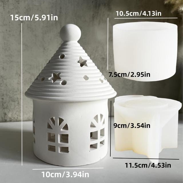 TEMU Siliconen Mallen voor Yurt Huisjes, met een Sterrenhemel Dome Ontwerp, Tealight Houders, Lantaarn-Stijl Huisjes, Gipsmallen, en Holle Kasteel Opbergdozen