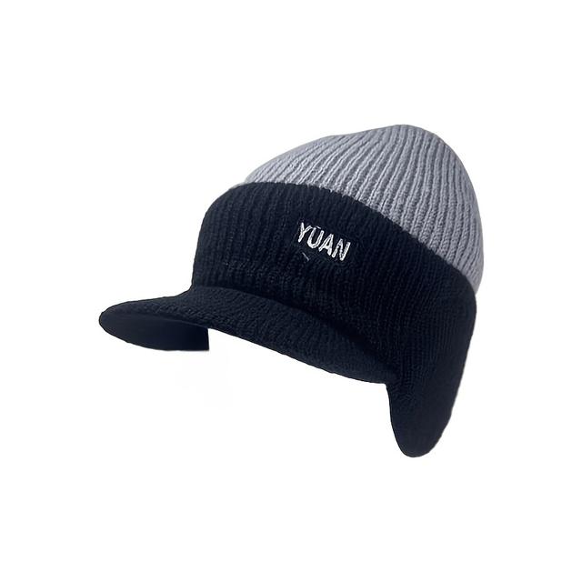 TEMU Men's Winter Thickened Knitted Hat With Fleece, Unisex Warm Blend Cap, Suitable For Outdoor Activities - In