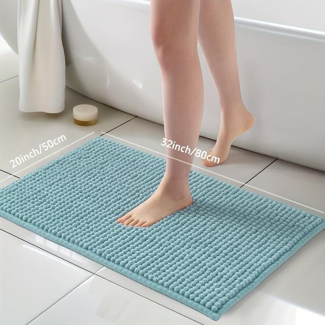 TEMU Bathroom Rugs Chenille Bath Rug Soft Short Plush Bath Mat Soft Shower Mat Water Absorbent Shower Mat Quick Dry Machine Washable