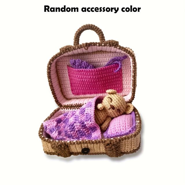 TEMU Häkelset für einen Teddybären in einem Koffer: Ein komplettes, handgefertigtes Webwerkzeug-Set, das eine digitale PDF-Datei enthält – Perfektes Geschenk- – Lustige Häkelbegleiter