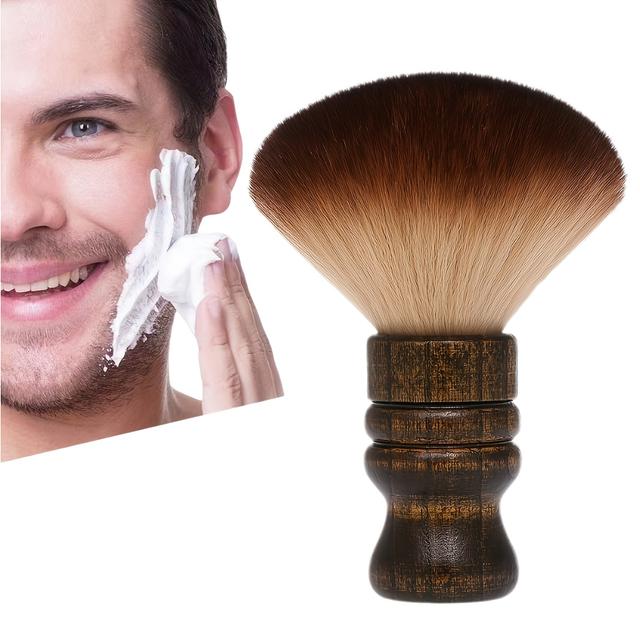 TEMU Cepillo quitapolvo para el cuello, cepillo de limpieza de de nailon con mango de madera, recogedor de pelo, cepillo de limpieza para barba y rostro para hombres, uso en salón y hogar