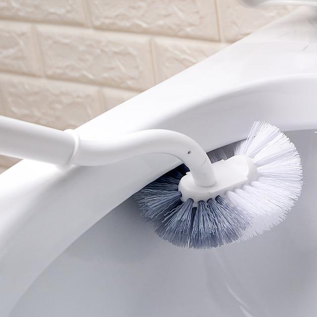 TEMU 1 Ergonomikus C-alakú hosszú nyelű WC-kefe - Kézi mélytisztítás fürdőszobához, konyhához, hálószobához, autóhoz - Újrahasználható, hordozható, áram nem szükséges, hornyos tisztítófejjel
