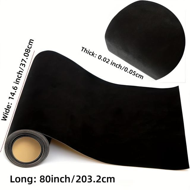 TEMU Svart självhäftande sammetsväv med filtbaksida, sammet med självhäftande filt. Lämplig för konst och hantverk, smyckeskrin, lådfoder - (14,6 tum x 80 tum)