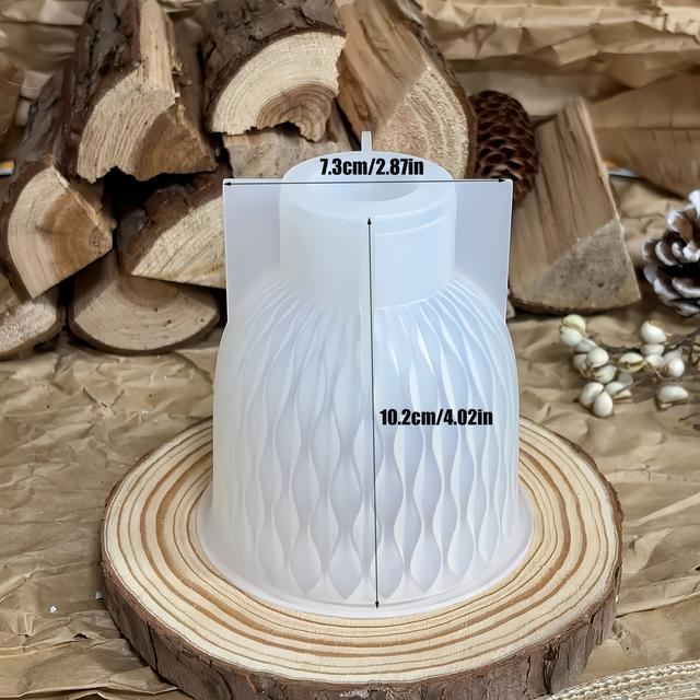 TEMU Elegantní bílá texturovaná váza s květinovou aranžací - DIY silikonový forma pro beton, geometrický design, ideální pro domácí dekoraci, držák na pero svíčkovou , váza dekorace