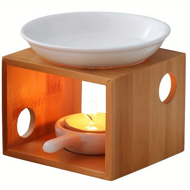 TEMU 1 Bamboo Stove, Bamboo Candle Holder, Holiday Gift, 2025 . Tabletop Decor. Living Room, Room Decoration.