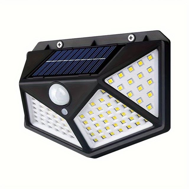 TEMU 100LED Induktionslampa, Solcellsladdning, Utomhus, Intelligent Ljusinduktion, Automatisk Ljusstyrkejustering, Gårdsvägglampa på Alla Sidor av Människokroppen Induktionsvägglampa Utomhuslampa