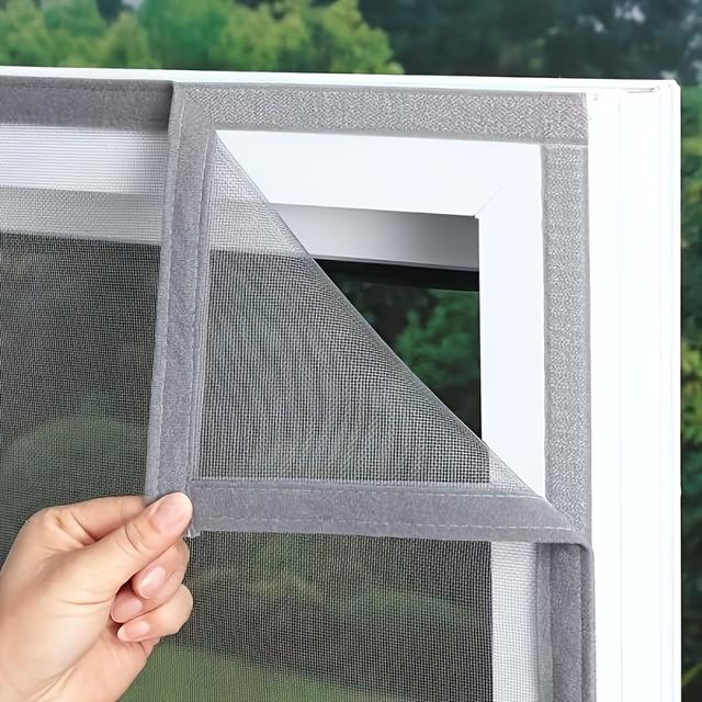 TEMU Summer Gray Anti-mosquito Self-adhesive Screen Window Net, No-drill Installation, Window Insect Screen Door Net