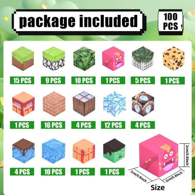 TEMU 100pcs Magnetic Building Set With Magnets - Toys For , 5 Colors (////) Abs For , Animal, Plant & Movie Models - Christmas,, Holiday
