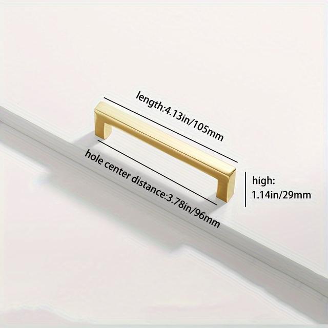 TEMU 1pc Square Bright Golden And Silver Cabinet Door Handle Kitchen Cabinet Drawer Closet Wardrobe Furniture Shoe Cabinet Aluminum Alloy Handle
