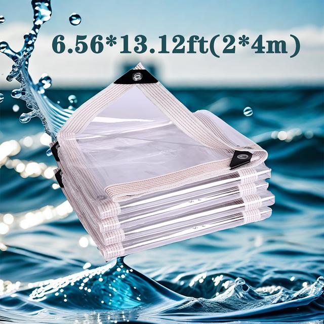 TEMU Extra Thick Clear Tarp - Waterproof, & Wind Resistant With Grommets For Easy Securing - Outdoor Greenhouses, Flower Protection & Use