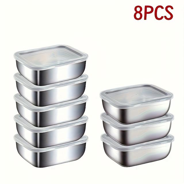 TEMU Juego de 8 piezas, recipientes para alimentos de acero inoxidable con tapas, aptos para refrigerador, comidas , lavavajillas y horno, ideales para camping al aire libre