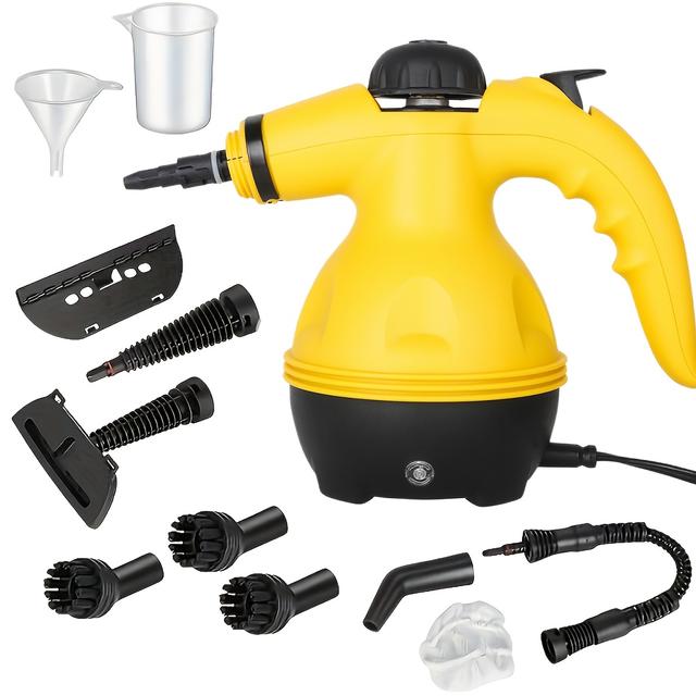 TEMU Handdampfreiniger mit 11 Zubehörteilen | Inklusive 3 Reinigungsbürstenköpfen, Europäischer Stecker, 220V-240V Betriebsspannung, Marke ESUPER