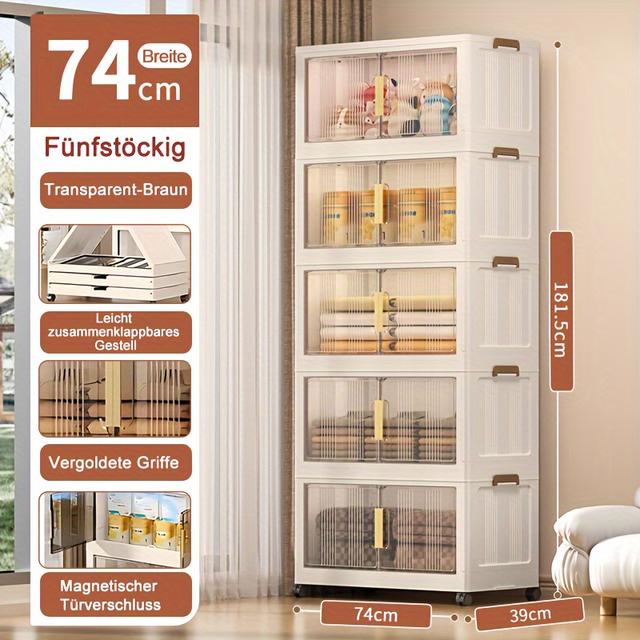 TEMU Meuble de rangement roulant grande avec portes - Conçu pour organiser les vêtements, les documents et les jouets dans ou - Organisateur en plastique