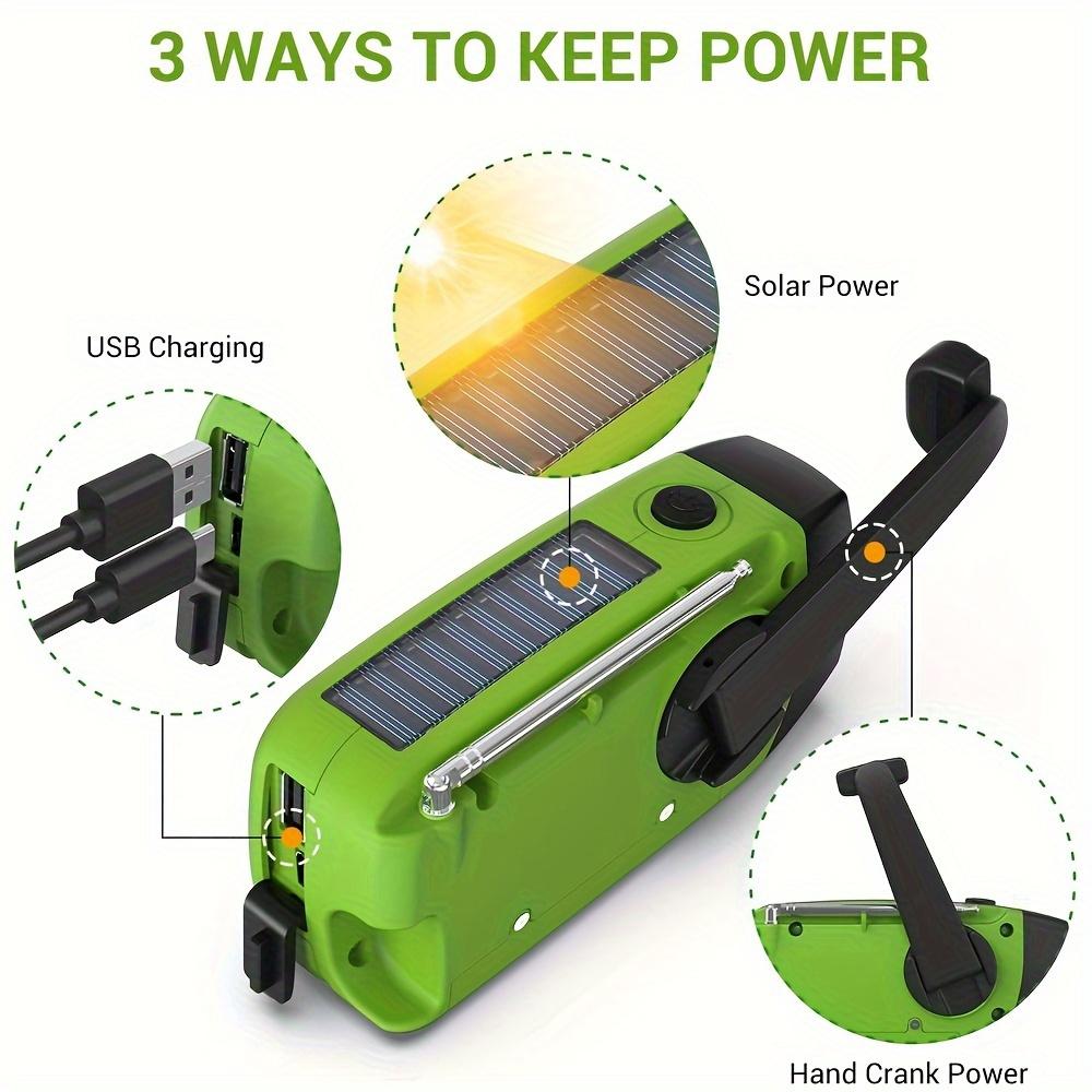 TEMU Emergency Hand Crank Radio With Led Flashlight, Solar/usb/ - Portable Am/fm Emergency Broadcast Receiver Suitable For Camping, Power Outages & Survival (hand Crank, Loudspeaker Compatible)