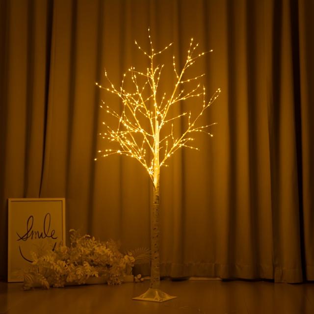 TEMU 1pc Copper Wire Birch Tree Lamp With - Floor Standing Suitable For Bedroom, Living Room, Party Decorations, Warm, -controlled Branches & Starry Ceiling Light (pp/pvc/wire/copper Wire)