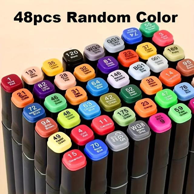 TEMU 48pcs Of Double-headed Felt Tip Pens, Markers, And Drawing Pens, Suitable For Comics And Sketches - Art Supplies, Office Supplies, Perfect Gifts For Christmas And Birthdays.