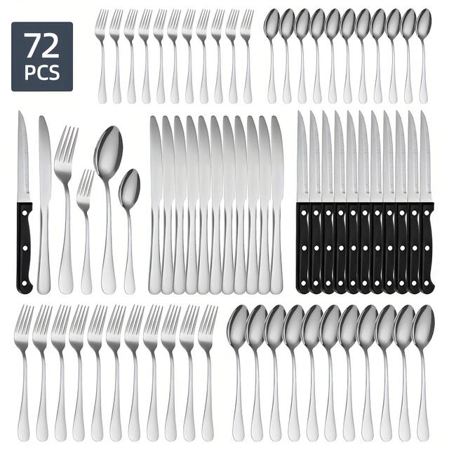 TEMU 72-teiliges Edelstahl-Hochwertiges Western-Besteck