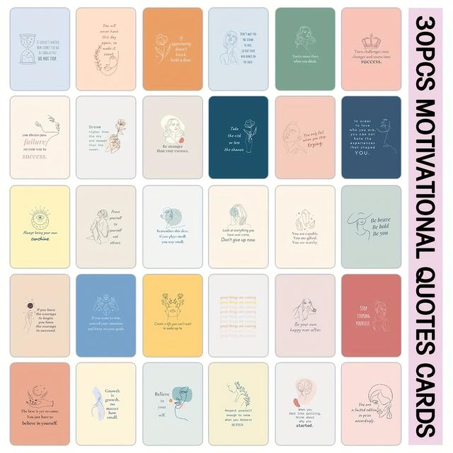 TEMU 30 Positive Affirmation Mindfulness & Mental Health Cards, Single-sided Printing, Motivational And Inspirational Quote Cards, 2.52x 3.5in, Oracle Cards, Ideas Women & Self Love Gift