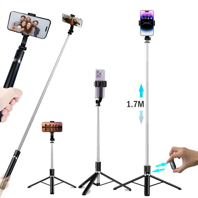 TEMU 170cmwireless Selfie Stick Long 66.9in Selfie Stick Phone Tripod Extendable Stand Foldable Monopod For Smartphones Selfie Stick With Remote