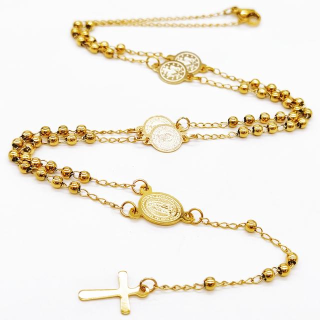 TEMU (3mm Multi-accessory Necklace) Stainless Steel Round Bead Necklace. Cross Necklace. Fashionable Women's Necklace. Collarbone Chain. Stainless Steel Round Bead Pendant. Trendy Pendant Necklace