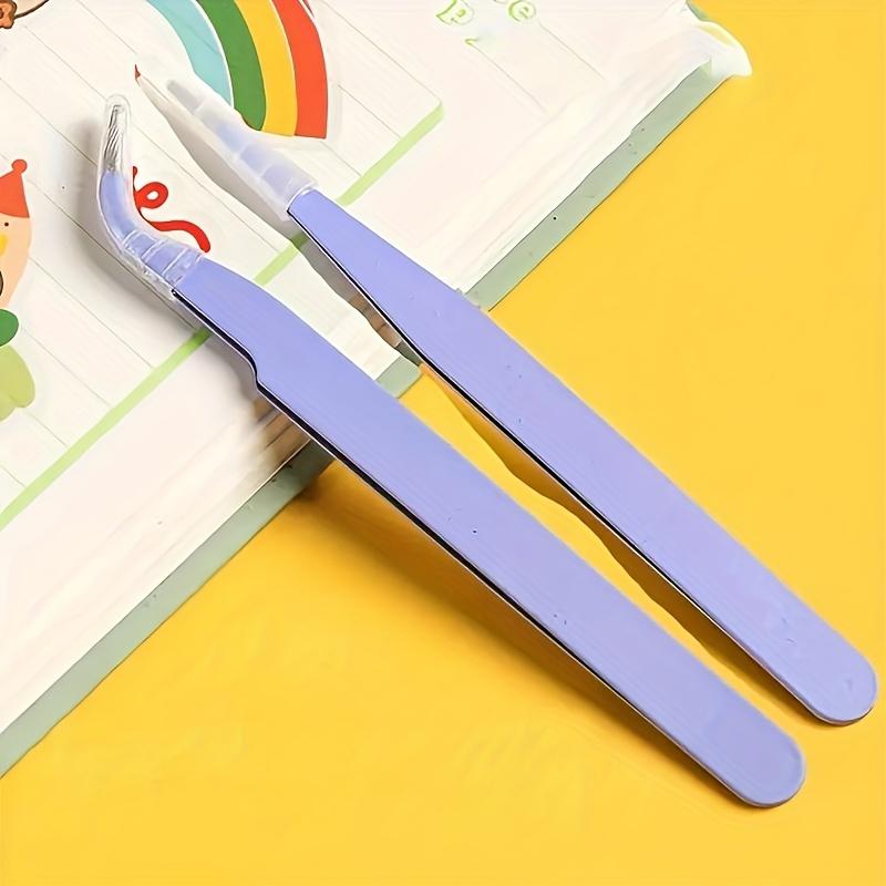 TEMU 2er-Set Metallfarbene Gerade - Gebogene Pinzette für Nagelkunst Sticker Strasssteine Picking Tool Wimpern Make-up Schmuckherstellung und Reparatur Pinzette Werkzeug