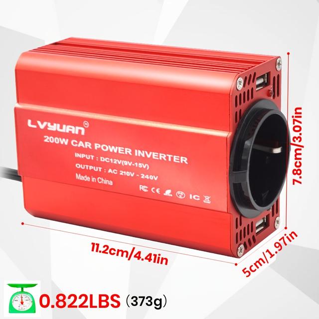 TEMU 200w Car Inverter 12v 230v 2 Usb, 3000w/6000w () Power Inverter, 12v To Ac 230v, 3 Ac Sockets, 4 Usb Ports