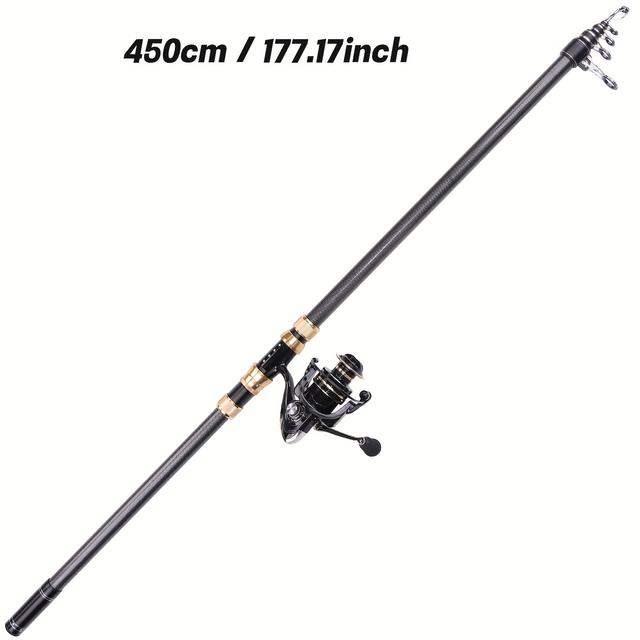 TEMU 리엘 포함 긴 거리 낚싯대 세트, 해변 및 해안 낚시용, 길이 3.6M, 4.2M, 4.5M로 제공.|낚시대