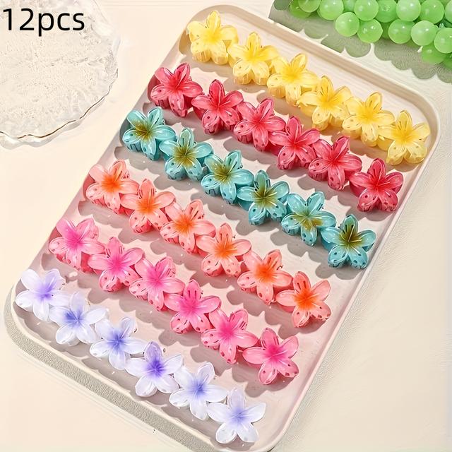 TEMU 24/12pcs 3cm/1.18in Spring And Summer Fashion Cute Hair Clip Set, Gradient Color Puff Non-slip Hair Clip, Small Puff Hair Clip, Suitable For To In Parties And Other Activities, Without Battery