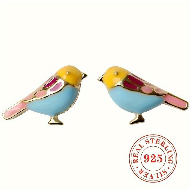 TEMU 1 Pair Of Women's Fashion Stud Earrings S925 Pure Silvery Cute Studs For Women' Vacation Party Wear