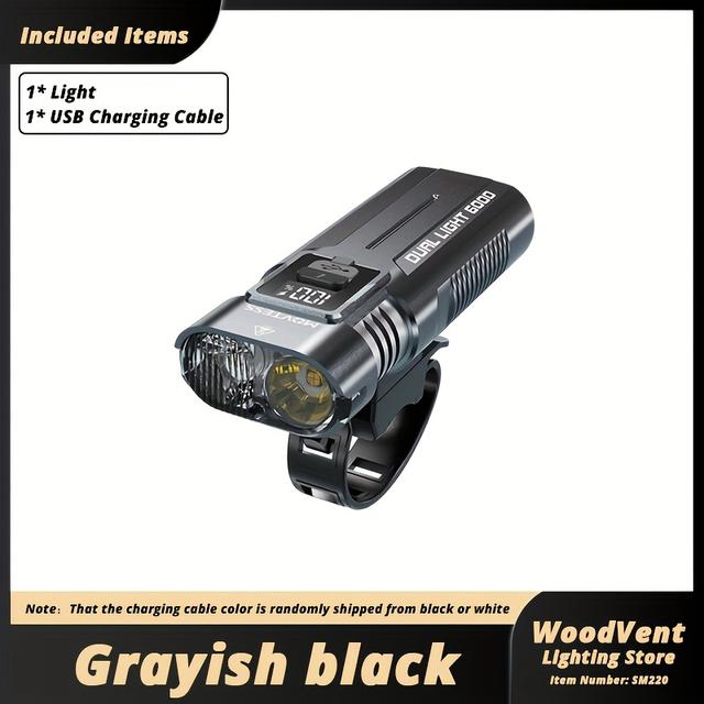 TEMU Usb Rechargeable Bicycle Light With 2 Beads, Featuring High Brightness, 4 Lighting , And A Battery Indicator. It Has A Portable Design And An Easy-to-install Handlebar Bracket