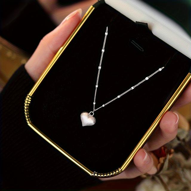 TEMU Elegant 925 Silver Heart Pendant Necklace For Women | Easy , Suitable For All , Synthetic Zirconia Accents