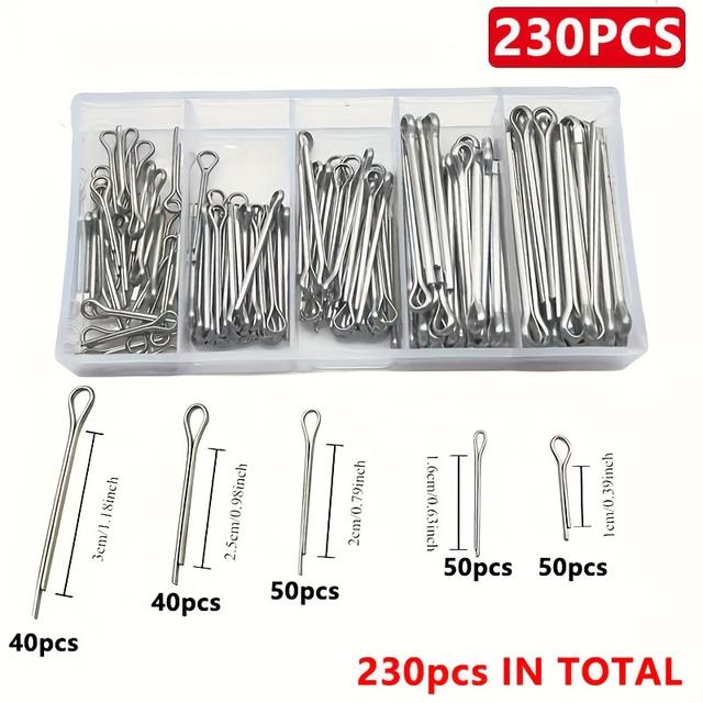 TEMU ชุดหมุดล็อค 230 ชิ้น คละแบบ ประกอบด้วย ตัวล็อคแบบแยกส่วน และคลิปตัวยึดแบบตรงชุบสี, ออกแบบมาเพื่อเพิ่มความมั่นคง มาพร้อมกล่องเก็บ เหมาะสำหรับใช้ในยานยนต์