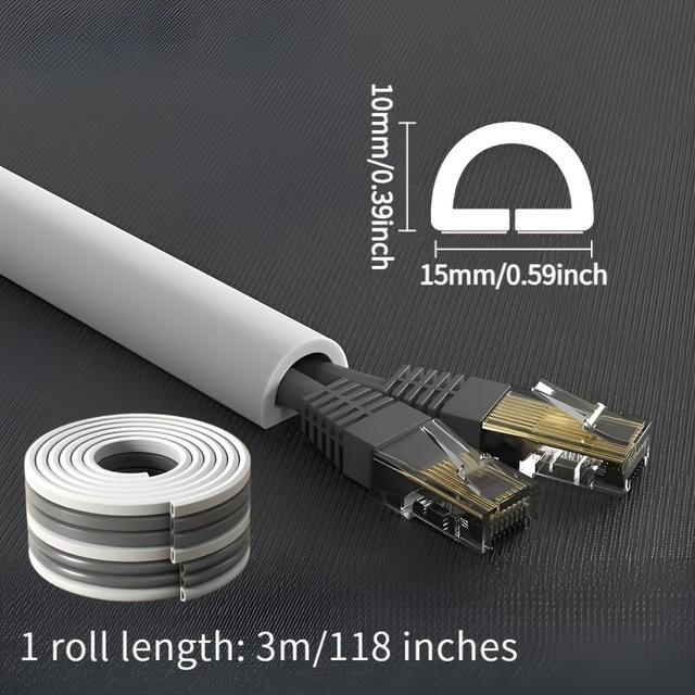 TEMU A Roll Of Cable Concealment Sleeve, Self-adhesive Cable Manager (118 Inches Long), Designed For Wall And Floor Wire Covering, Made Of Pvc Material, Providing Insulation Protection And