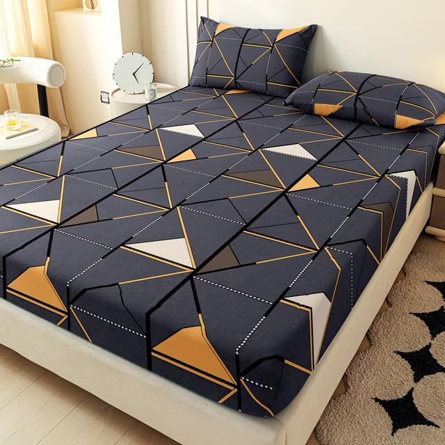 TEMU 3pcs (2 Pillowcases + 1 Fitted Sheet) Polyester Set, Universal Fit For Double/single/queen/king Size Beds, Shrink And Fade Resistant, Soft And Light Beige-friendly,