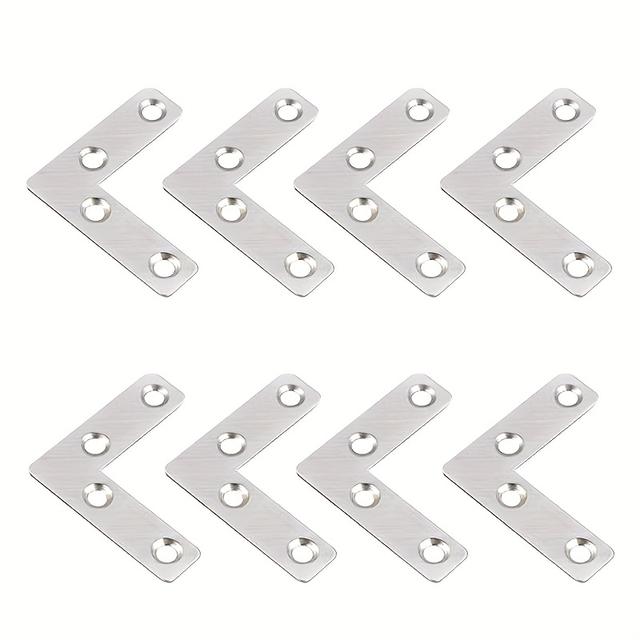 TEMU 8pcs L-shaped Corner Code Bracket - Heavy Duty Metal Right Angle Furniture Fastener, Sturdy Hardware For , With Screws, Furniture Stability Bracket | Sleek Metallic Finish | Durable Construction