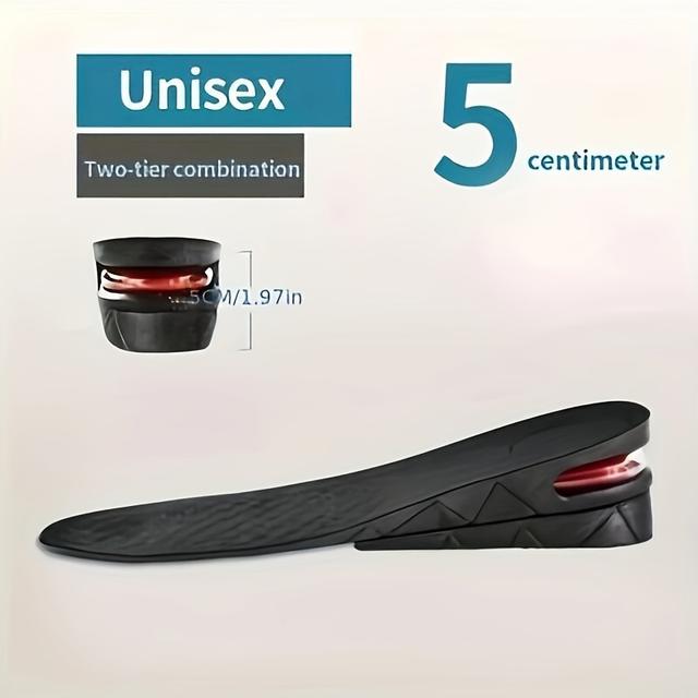 TEMU 1 Pair Adjustable Height Increase Insole - Rubber Heel Lift Inserts With Removable Air Cushion, Shoe Pads For Women, Improved Stability - 1.18 To 3.54 Inch